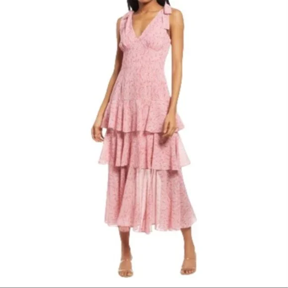 knee length dresses for ladies Gingham Tiered Midi Dress  Sunset Boutique